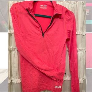 Bright pink long sleeve Fila workout top